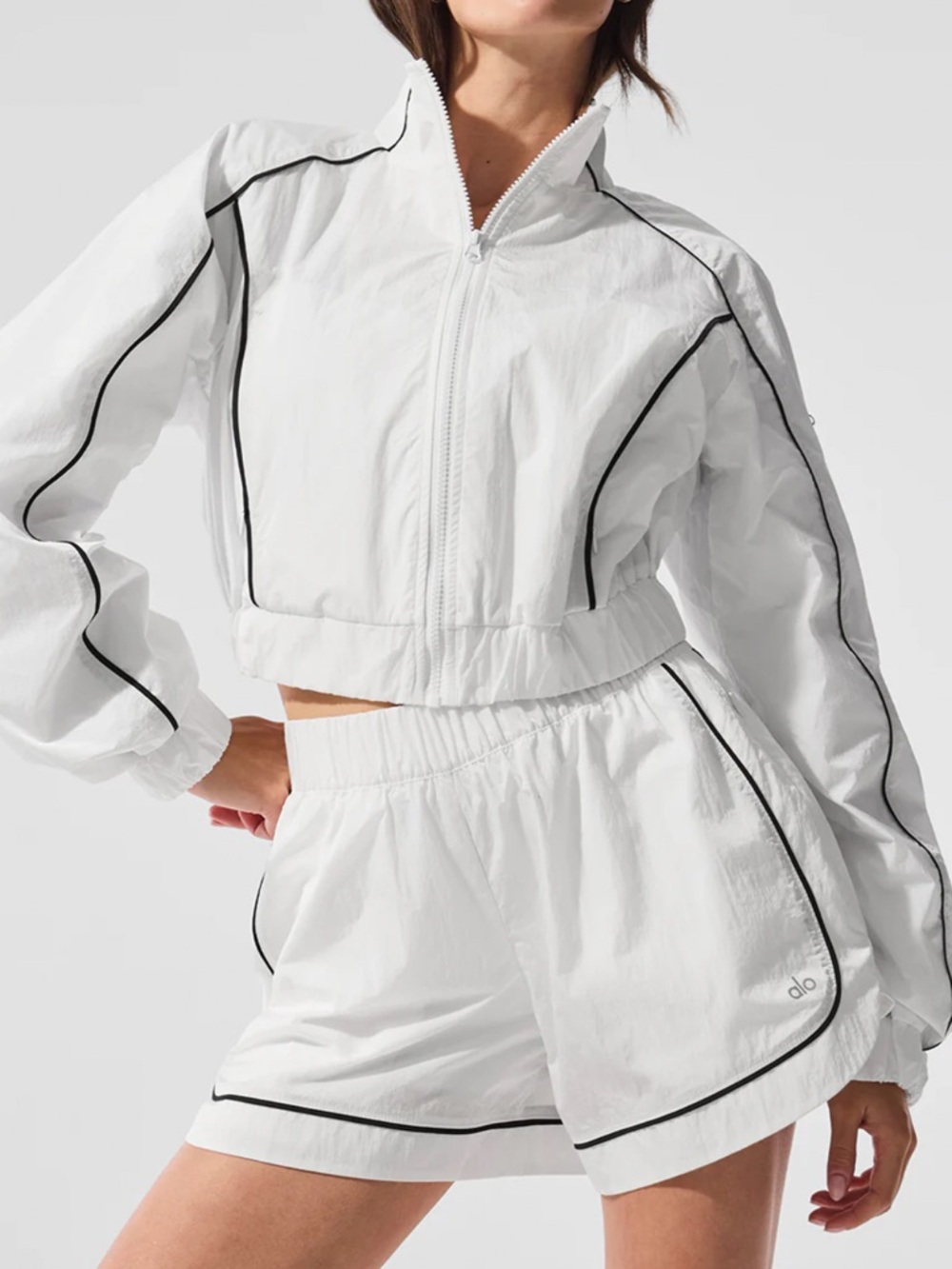 alo | Black & White Motivate Track Suit Set